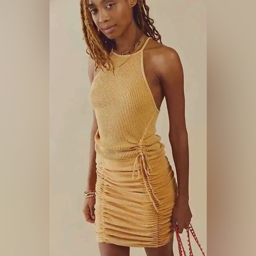 Free People One Katya Thermal Dress (Mustard Yellow) Size M